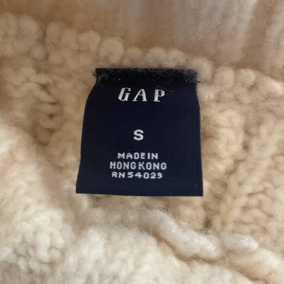 GAP Y2K Wool Camel Hair Cable Knit Button Turtleneck Sweater Women’s S Vintage - Picture 4 of 8